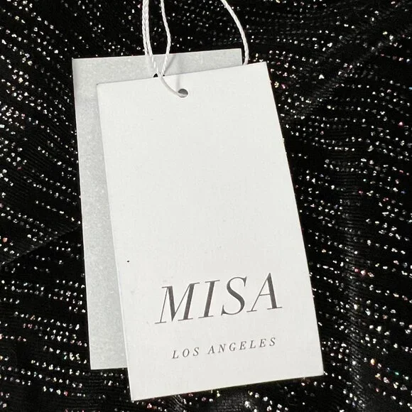 Misa Los Angeles Womens Stormi Mini Dress Black Metallic Long Sleeves size Small - Picture 14 of 15